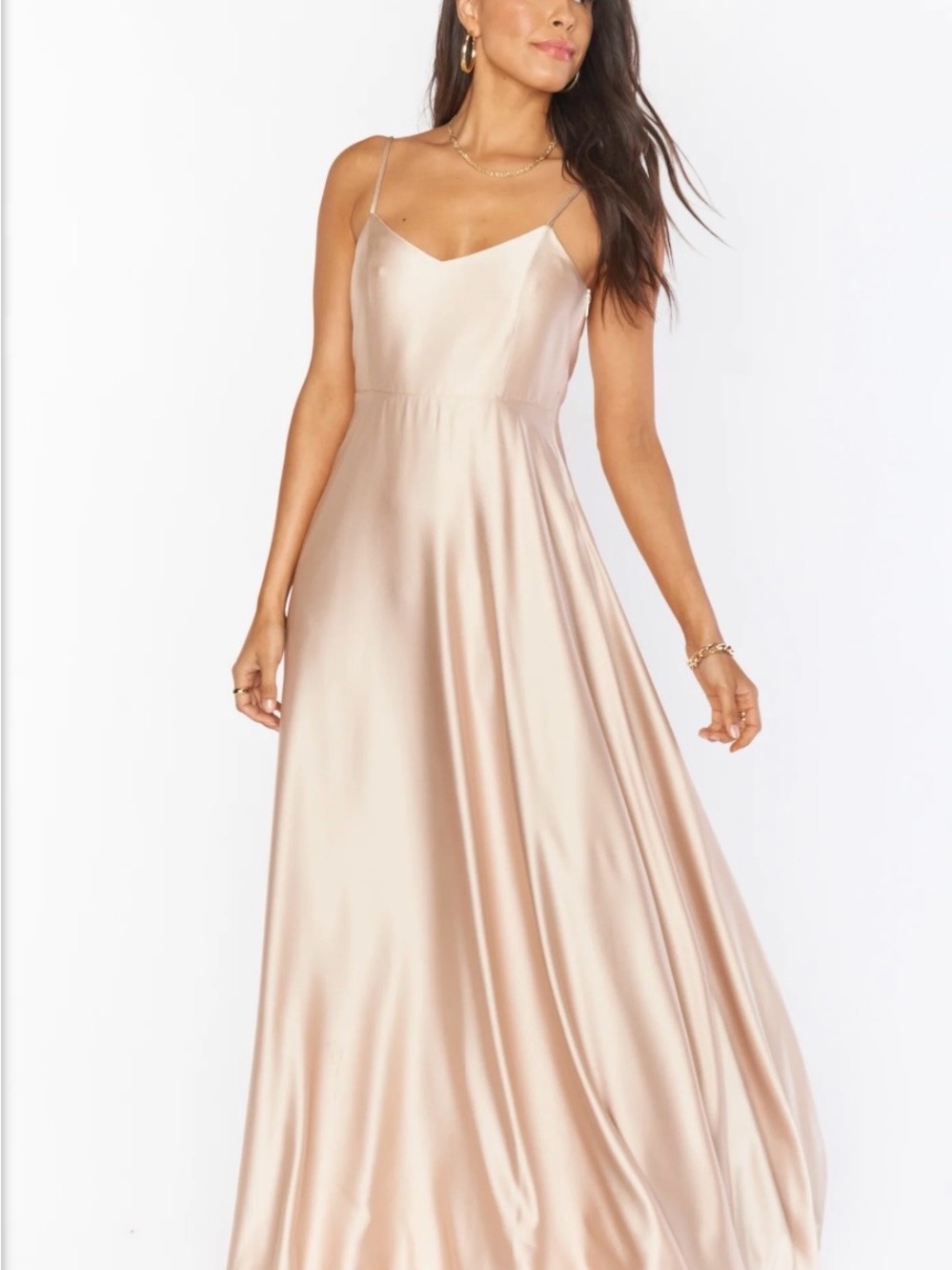 Show Me Your MuMu Champagne Satin Slip Maxi Dress